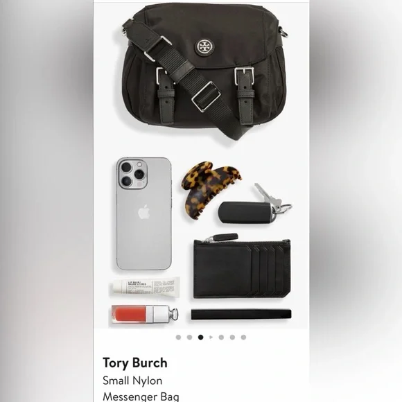 Tory Burch Small Nylon Messenger Cross Body Flap Bag Black - Picture 11 of 12